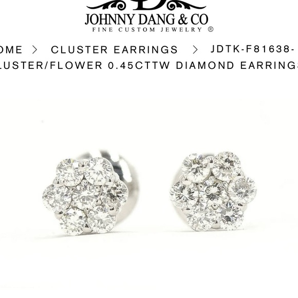 Johnny Dang 1 Single Diamond Earring 10k White Gold Cluster/Flower 0.45 Cttw G-H